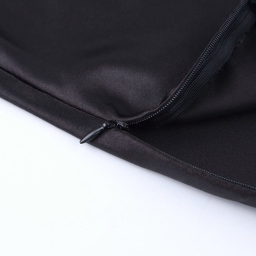 Satynowy kobiecy midirok w kształcie litery A z wysokim stanem – Liora-Czarny-S-Trend Polska