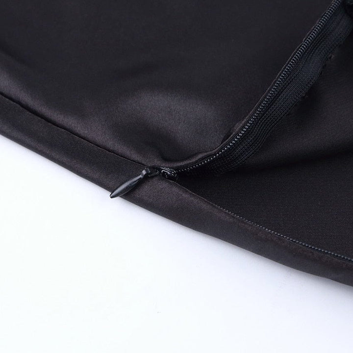 Satynowy kobiecy midirok w kształcie litery A z wysokim stanem – Liora-Czarny-S-Trend Polska