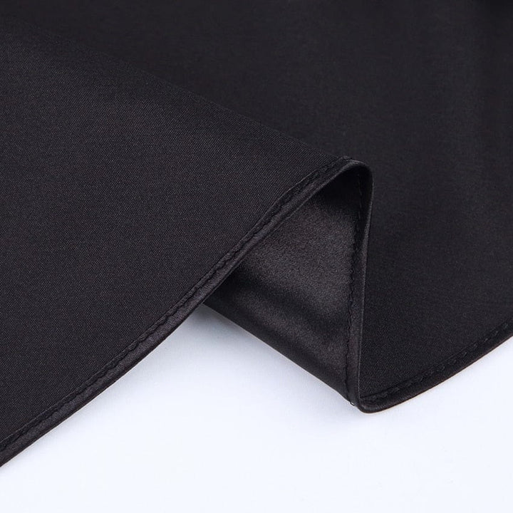 Satynowy kobiecy midirok w kształcie litery A z wysokim stanem – Liora-Czarny-S-Trend Polska