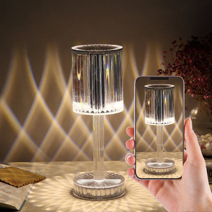 Ściemniaczowa lampa stołowa z kryształami z nowoczesnym oświetleniem - Seraphine-Przezroczysty-Akumulator (dotykowy) - 3 kolory-8.5x25cm-Trend Polska