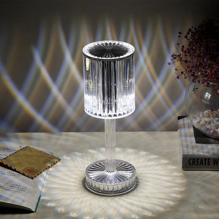 Ściemniaczowa lampa stołowa z kryształami z nowoczesnym oświetleniem - Seraphine-Przezroczysty-Akumulator (dotykowy) - 3 kolory-8.5x25cm-Trend Polska
