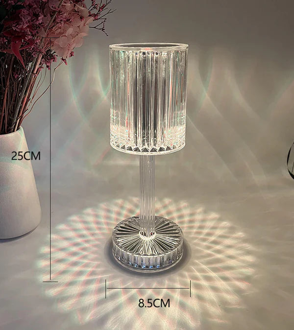 Ściemniaczowa lampa stołowa z kryształami z nowoczesnym oświetleniem - Seraphine-Przezroczysty-Akumulator (dotykowy) - 3 kolory-8.5x25cm-Trend Polska