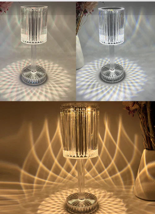 Ściemniaczowa lampa stołowa z kryształami z nowoczesnym oświetleniem - Seraphine-Przezroczysty-Akumulator (dotykowy) - 3 kolory-8.5x25cm-Trend Polska