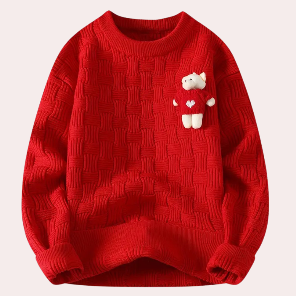 Sera - Wygodny sweter damski z niedźwiedziem-XS-Trend Polska