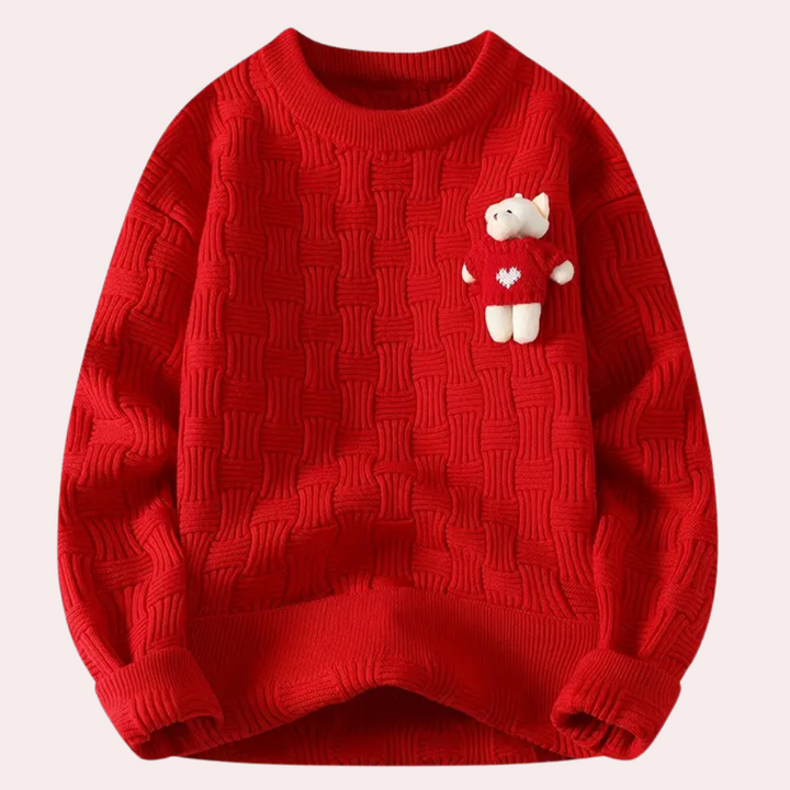 Sera - Wygodny sweter damski z niedźwiedziem-XS-Trend Polska