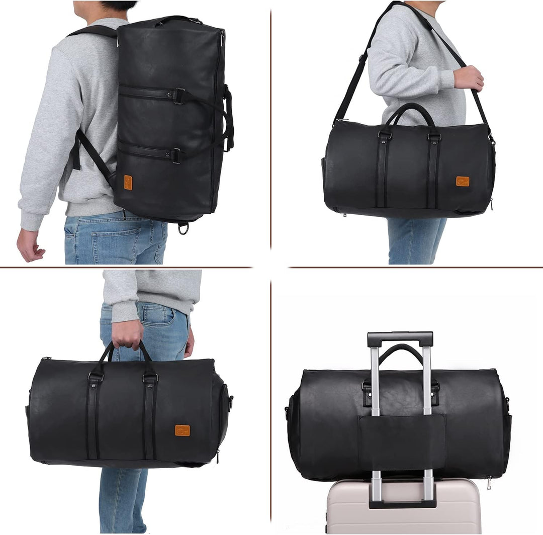 Torba podróżna na weekend – konwertowalna torba duffel z PU skórzanej odzieży – do bagażu podręcznego