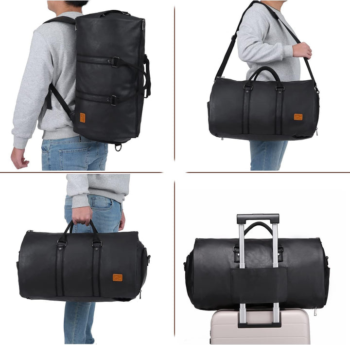 Torba podróżna na weekend – konwertowalna torba duffel z PU skórzanej odzieży – do bagażu podręcznego