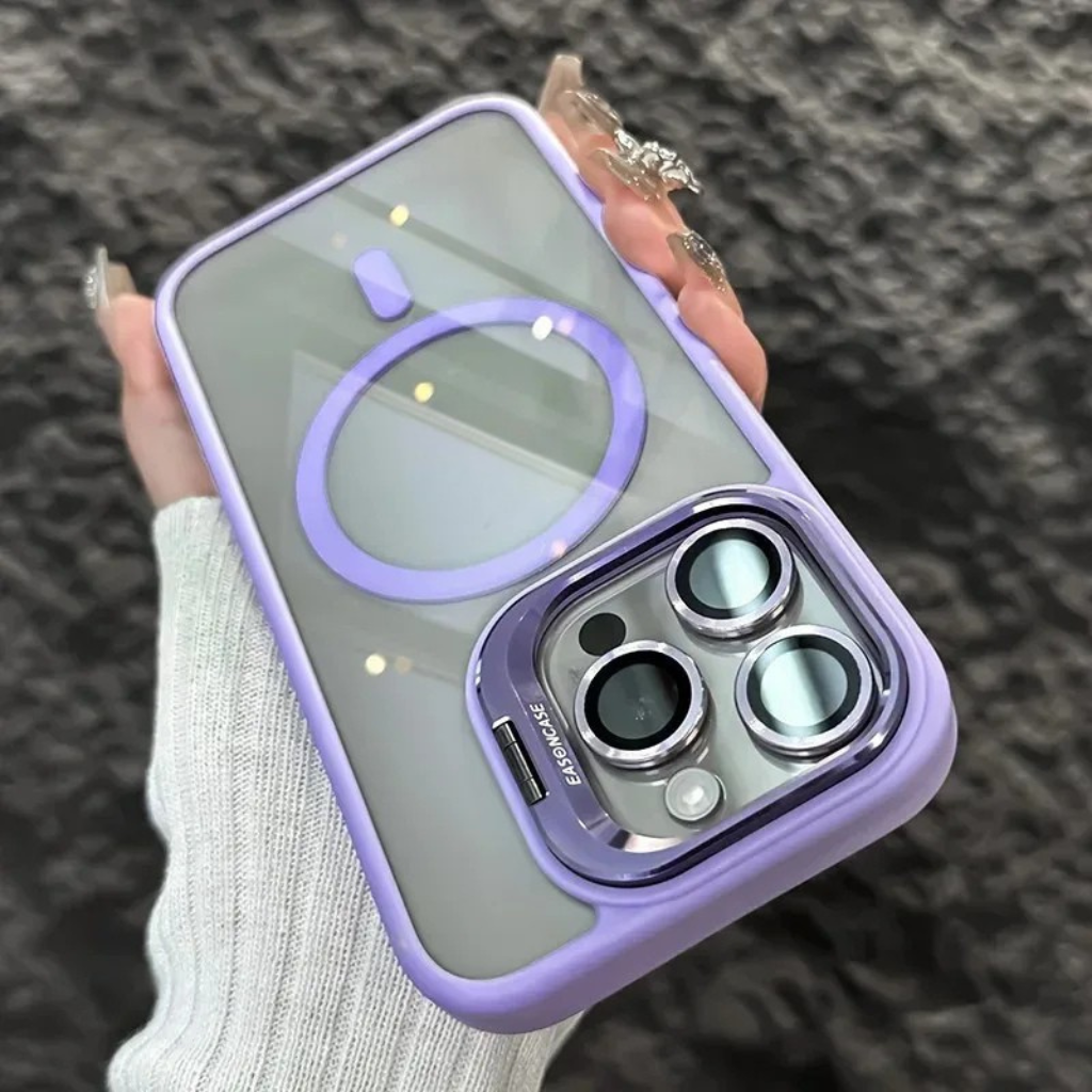 Wstrząsoodporna magnetyczna torba na telefon z ochroną szklaną i stojakiem