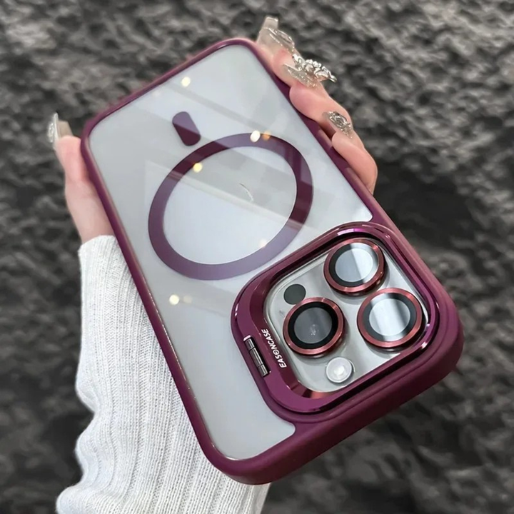 Wstrząsoodporna magnetyczna torba na telefon z ochroną szklaną i stojakiem