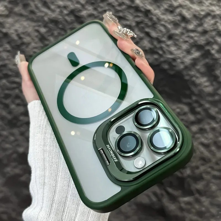 Wstrząsoodporna magnetyczna torba na telefon z ochroną szklaną i stojakiem