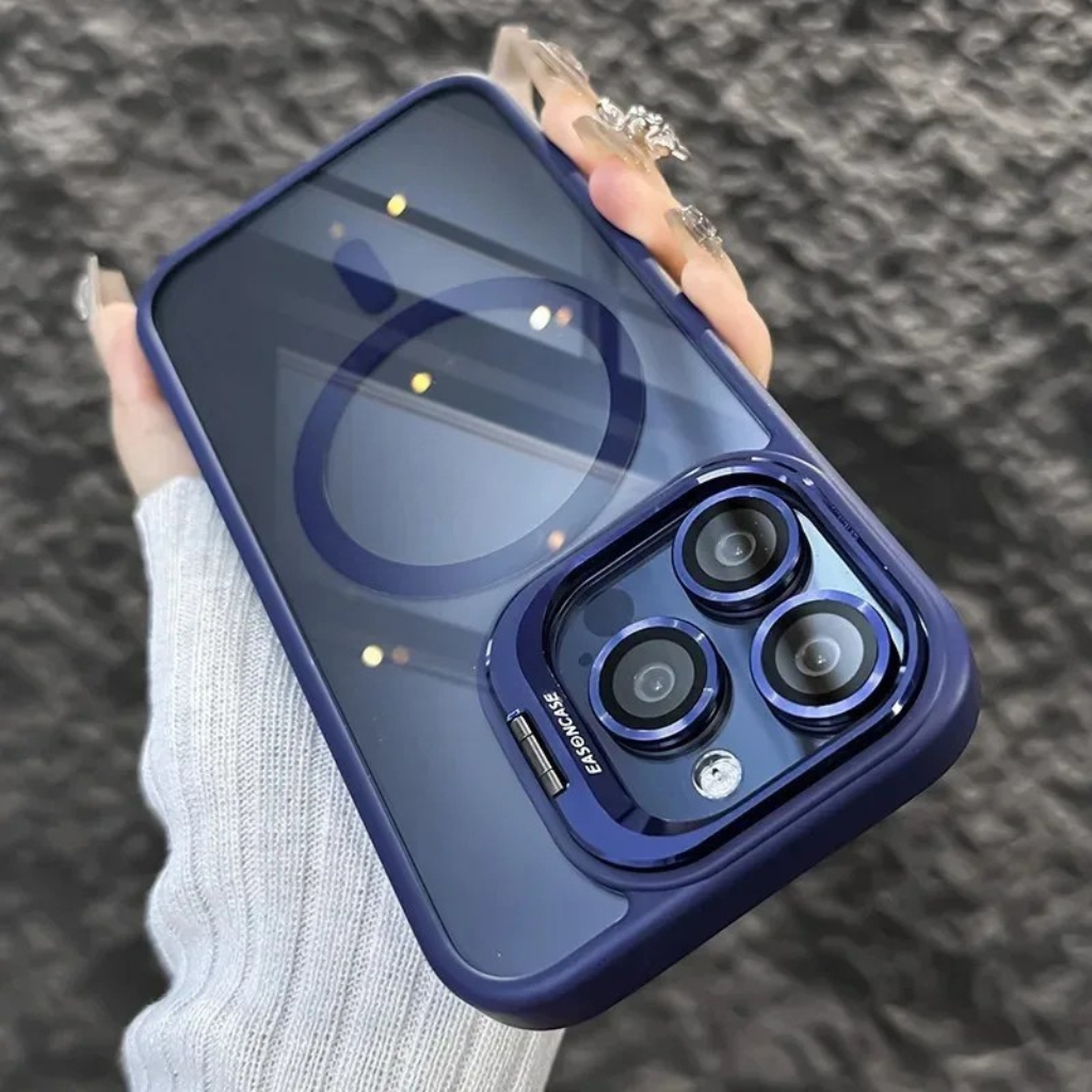 Wstrząsoodporna magnetyczna torba na telefon z ochroną szklaną i stojakiem
