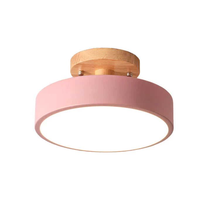 Skandynawska lampa sufitowa LED - NordWood-Różowy-Trend Polska