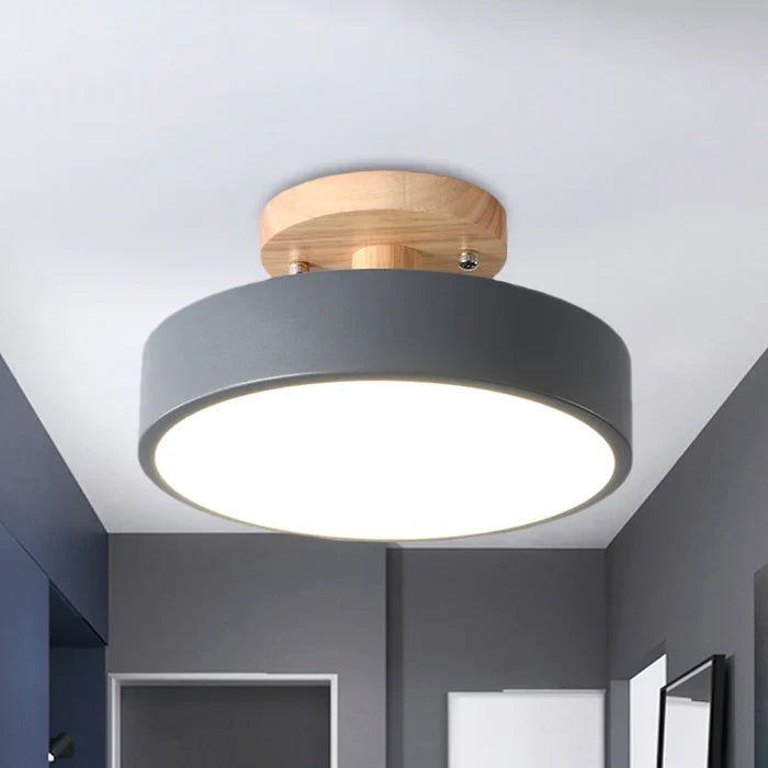Skandynawska lampa sufitowa LED - NordWood-Szary-Trend Polska