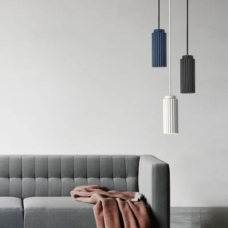 Skandynawska lampa wisząca LED - NordicRadiance-Czarno-niebieski-Zimna biel-Trend Polska
