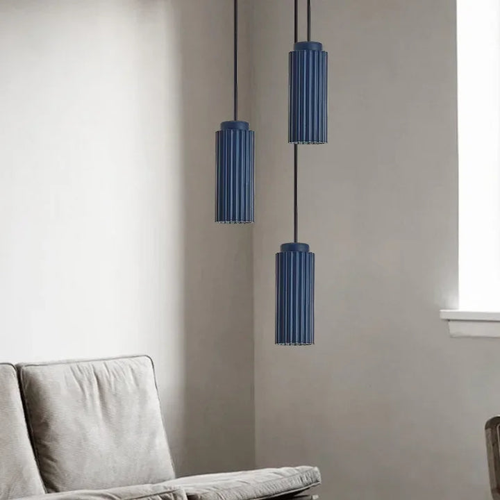 Skandynawska lampa wisząca LED - NordicRadiance-Niebieski-Zimna biel-Trend Polska