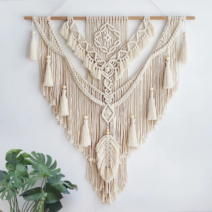 Skandynawski Boho Makrama Narzuta Ścienna - Liora-Beżowy-Trend Polska