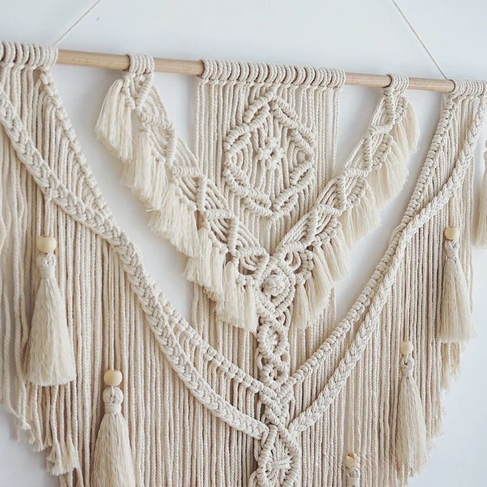 Skandynawski Boho Makrama Narzuta Ścienna - Liora-Beżowy-Trend Polska