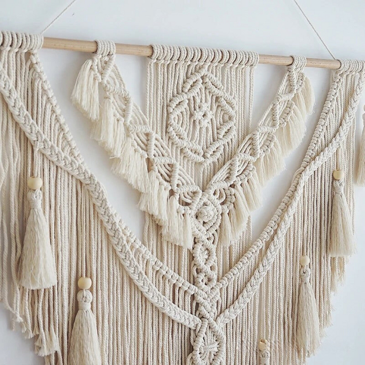 Skandynawski Boho Makrama Narzuta Ścienna - Liora-Beżowy-Trend Polska