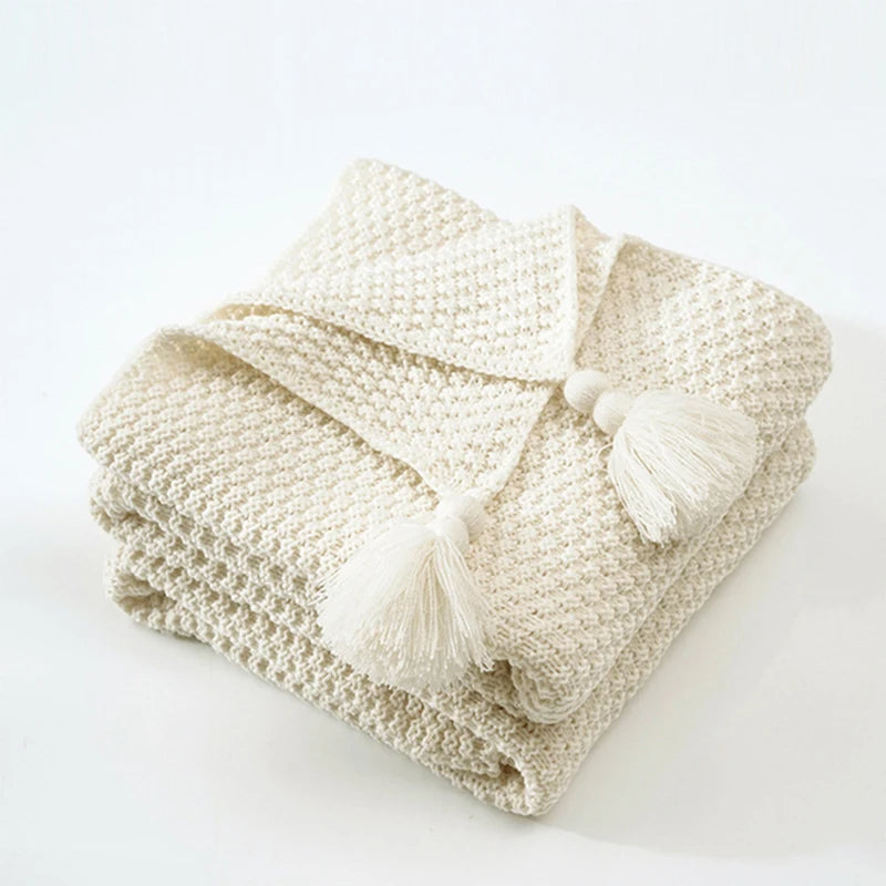 Skandynawski Sweter Wełniany Koc - Aurora-Beżowy-110x150cm-Trend Polska
