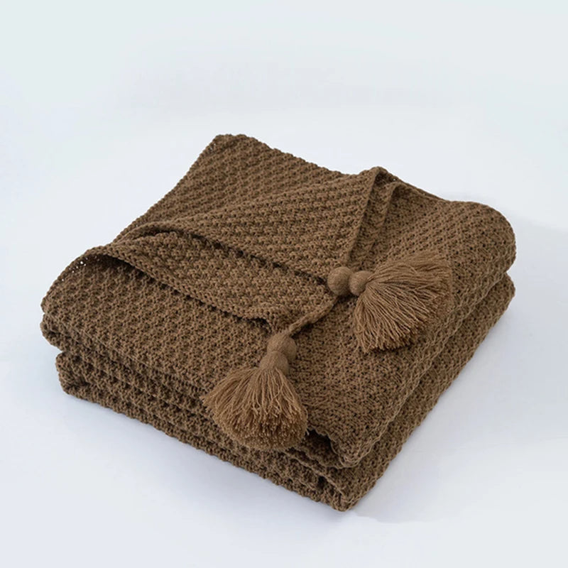 Skandynawski Sweter Wełniany Koc - Aurora-Brązowy-110x150cm-Trend Polska
