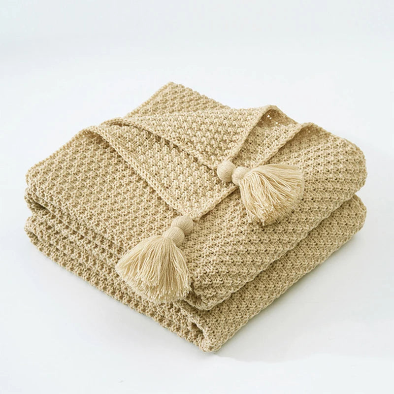 Skandynawski Sweter Wełniany Koc - Aurora-Khaki-110x150cm-Trend Polska