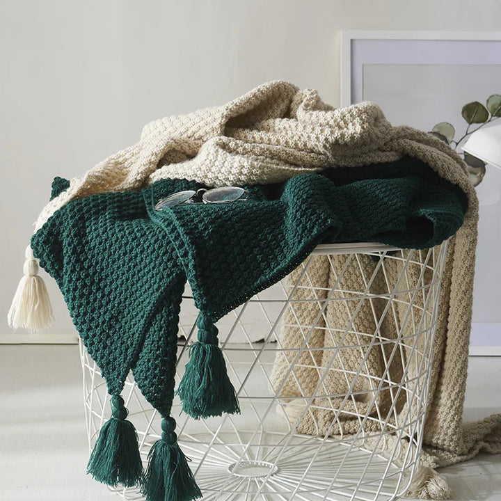 Skandynawski Sweter Wełniany Koc - Aurora-ciemnozielony-110x150cm-Trend Polska