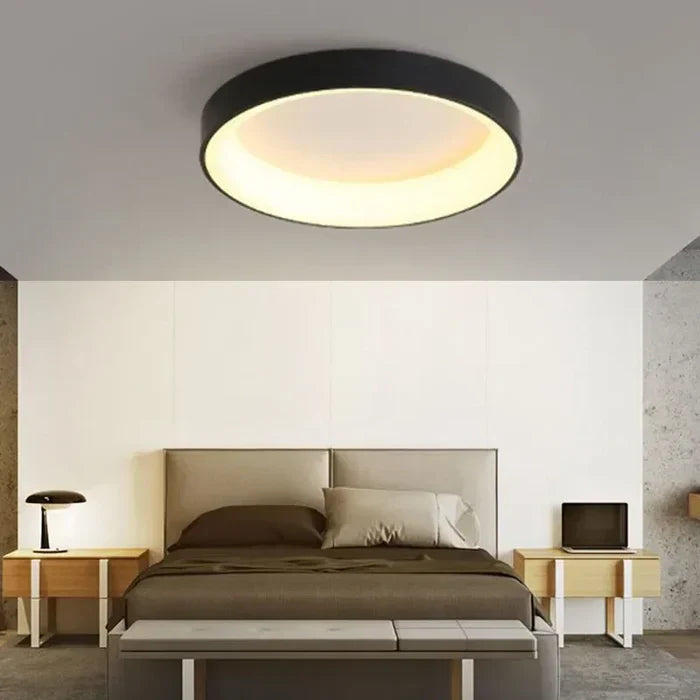 Skandynawskie Okrągłe Lampy sufitowe LED - NordicGlow-30CM-Czarny-Zimna biel-Trend Polska