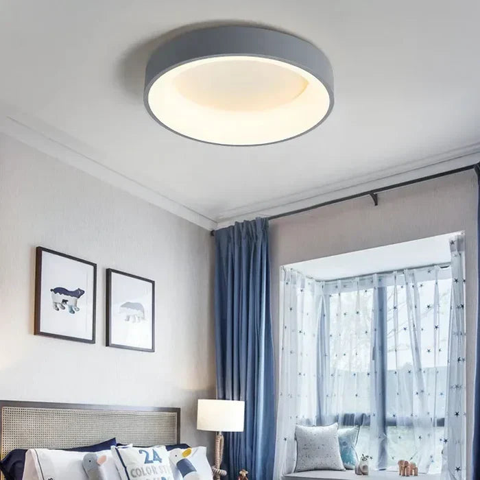 Skandynawskie Okrągłe Lampy sufitowe LED - NordicGlow-30CM-Szary-Zimna biel-Trend Polska