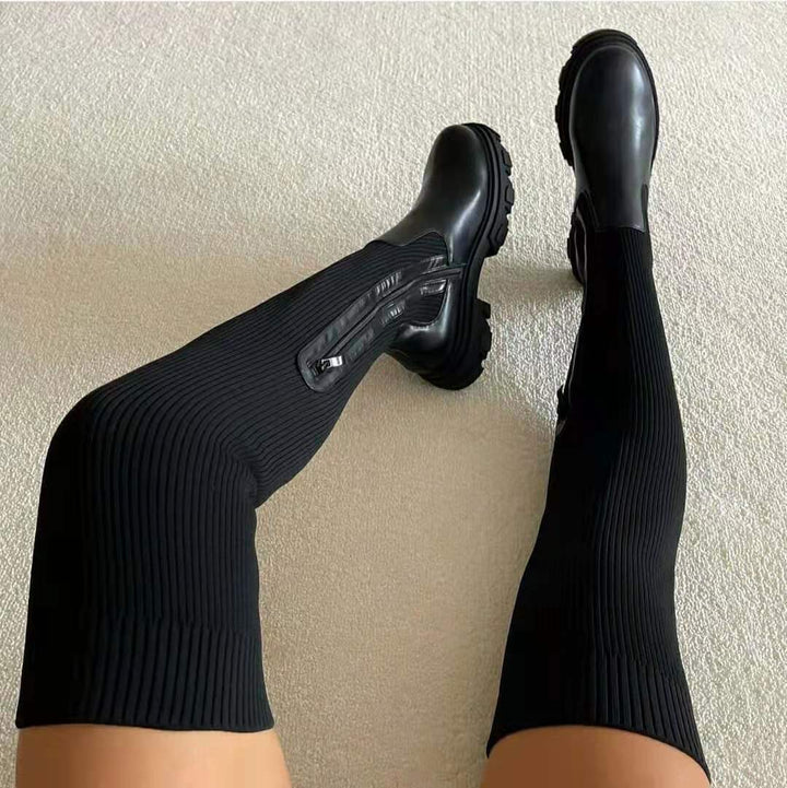 Skarpetki do uda - Luna-Czarny-36-Trend Polska