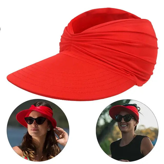 Składany kapelusz przeciwsłoneczny z dużym daszkiem i ochroną UV – Babes-Czerwony-Jedna rozmiar-Trend Polska