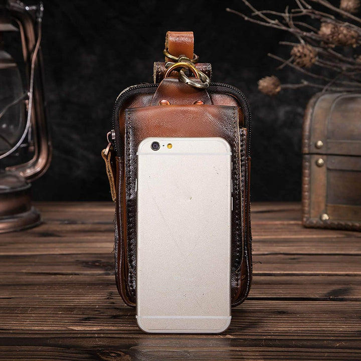 Skórzana Męska Saszetka Nerka - LeatherGuard Pro-Ciemnobrązowy-Trend Polska