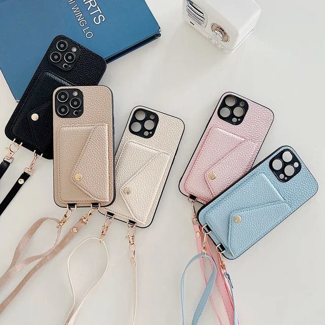 Skórzana torebka na telefon przez ramię - Urban Chic-Czarny-iPhone 12-Trend Polska