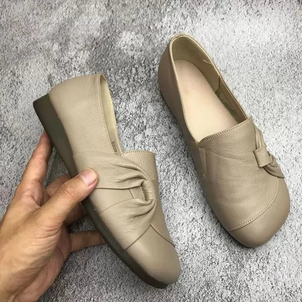Skórzane buty damskie z antypoślizgową podeszwą – Aurora-Beżowy-35-Trend Polska