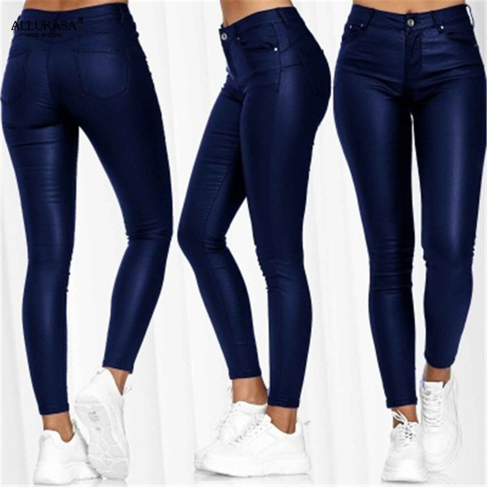 Skórzane legginsy z wysokim stanem – Raffaela-Czarny-S-Trend Polska