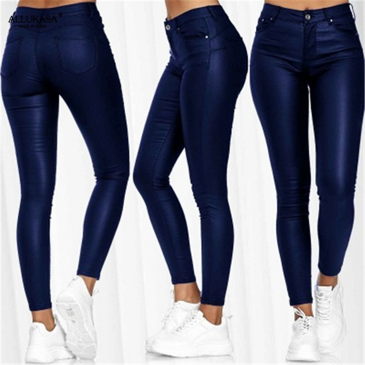 Skórzane legginsy z wysokim stanem – Raffaela-Czarny-S-Trend Polska