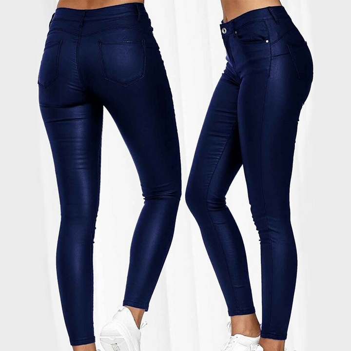Skórzane legginsy z wysokim stanem – Raffaela-Czarny-S-Trend Polska