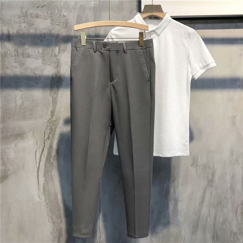 Slim Fit Formalne Męskie Spodnie – Milan-Ciemnoszary-28-Trend Polska