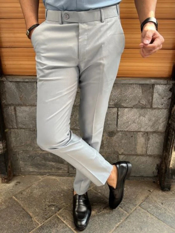 Slim Fit Formalne Męskie Spodnie – Milan-Jasnoszary-28-Trend Polska