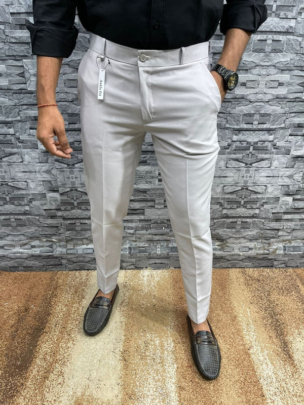 Slim Fit Formalne Męskie Spodnie – Milan-Jasnoszary-32-Trend Polska