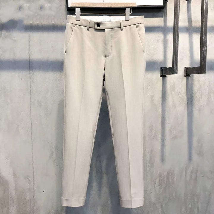 Slim Fit Formalne Męskie Spodnie – Milan-Khaki-28-Trend Polska