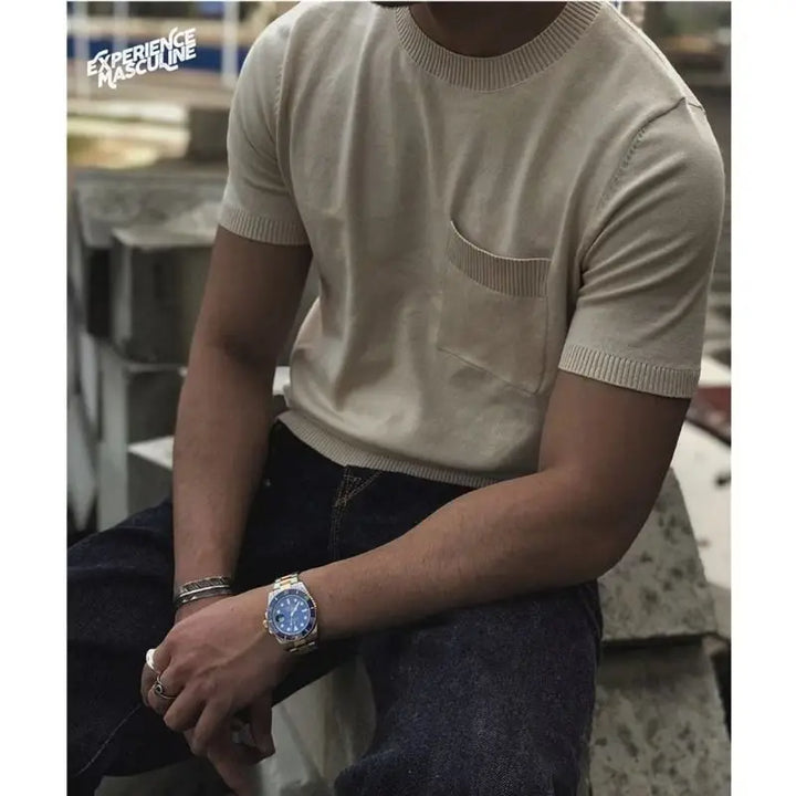 Slim Fit Męska koszulka polo z zamkiem błyskawicznym – Fabrizio-Beżowy-S-Trend Polska