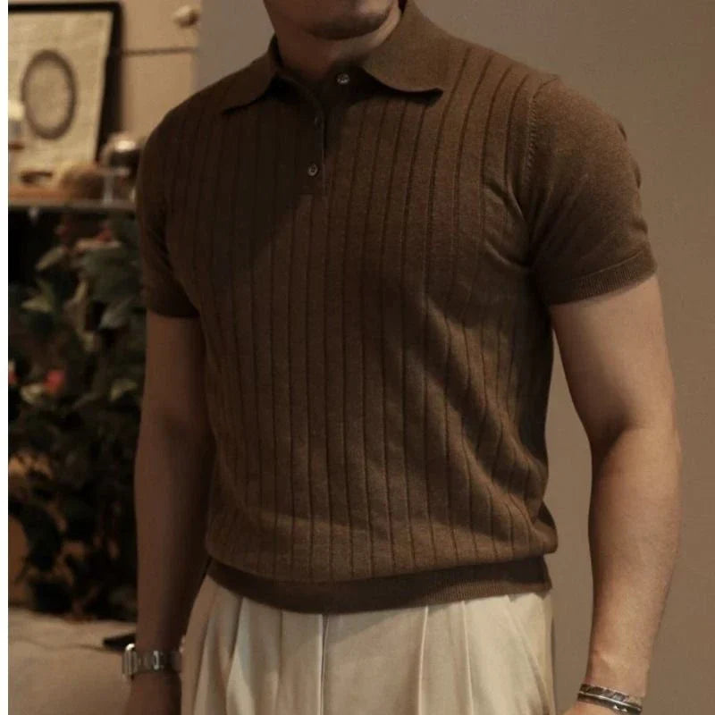 Slim Fit Męska koszulka polo z zamkiem błyskawicznym – Fabrizio-Braun-S-Trend Polska