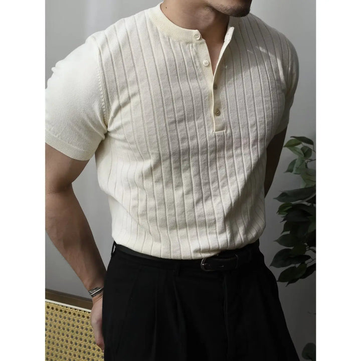 Slim Fit Męska koszulka polo z zamkiem błyskawicznym – Fabrizio-Czarny-S-Trend Polska