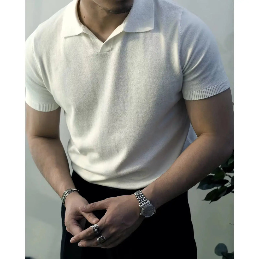 Slim Fit Męska koszulka polo z zamkiem błyskawicznym – Fabrizio-Czarny-S-Trend Polska