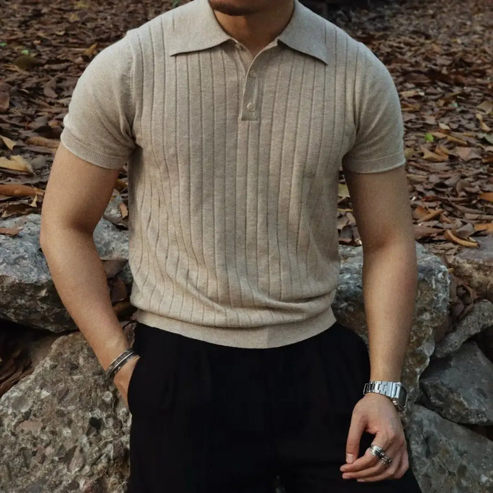 Slim Fit Męska koszulka polo z zamkiem błyskawicznym – Fabrizio-Czarny-S-Trend Polska