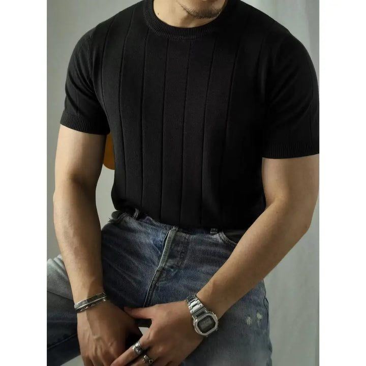 Slim Fit Męska koszulka polo z zamkiem błyskawicznym – Fabrizio-Czarny-S-Trend Polska