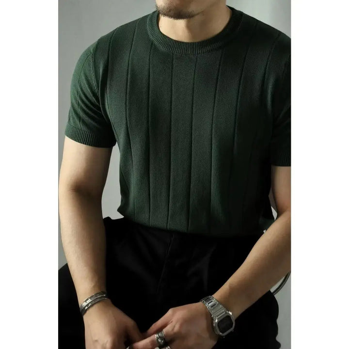 Slim Fit Męska koszulka polo z zamkiem błyskawicznym – Fabrizio-Zielony-S-Trend Polska