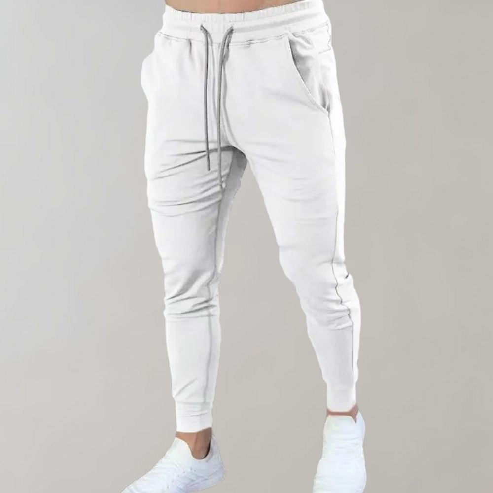Slim Fit Męskie Spodnie dresowe - Orion-Biały-M-Trend Polska