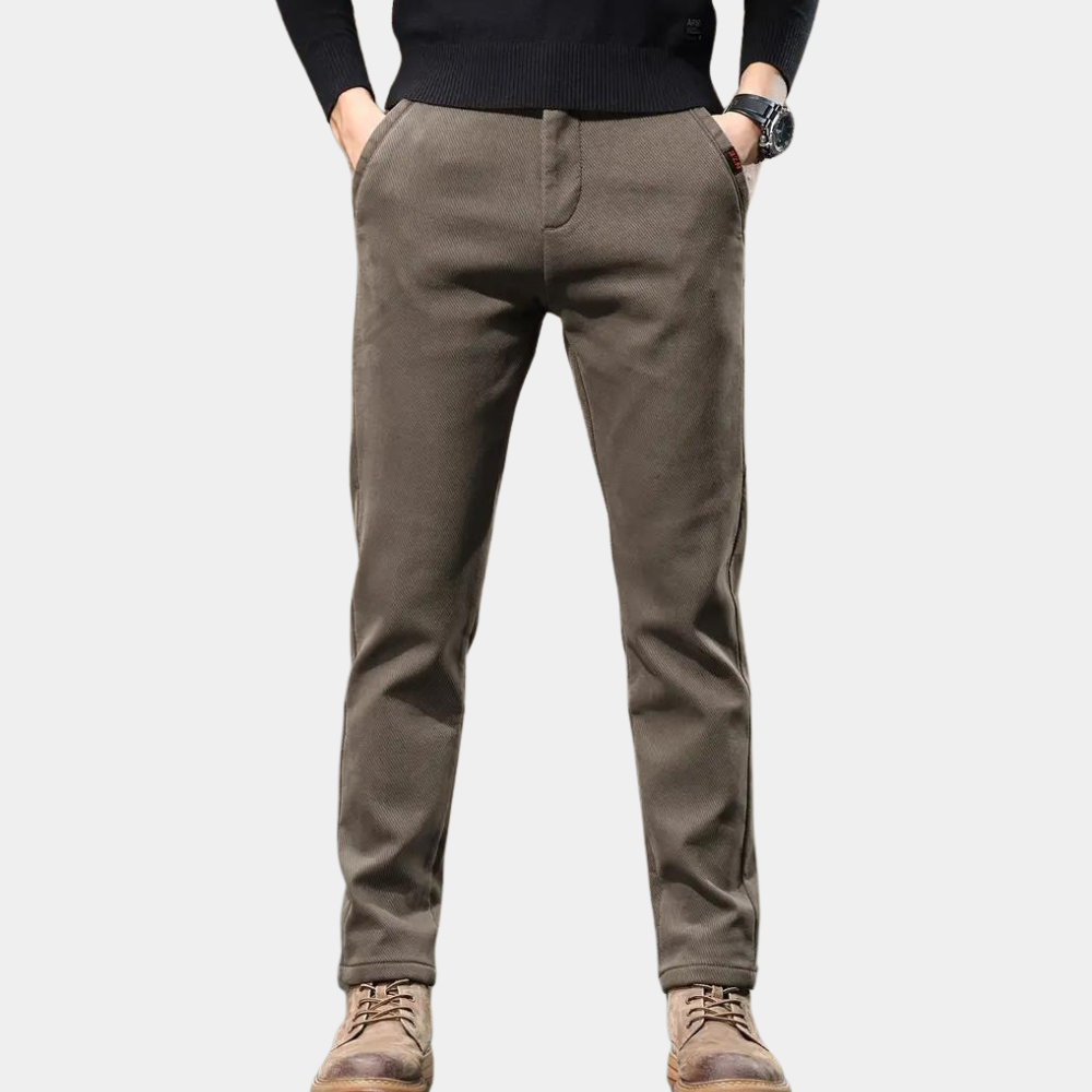 Slim Fit Semi-Formelne Spodnie Męskie - Luca-Brązowy-36-Trend Polska