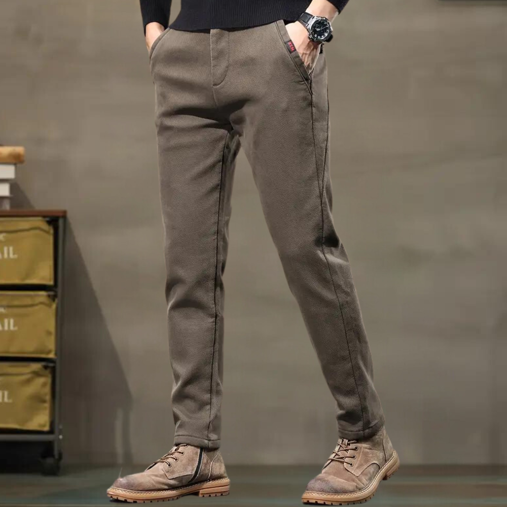 Slim Fit Semi-Formelne Spodnie Męskie - Luca-Brązowy-36-Trend Polska